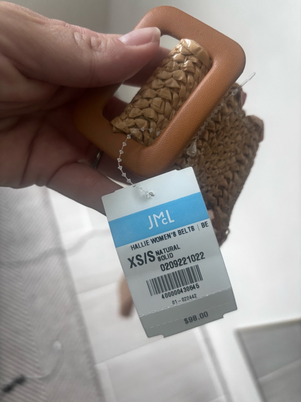 J. McLaughlin Natural Tan Woven Belt with Tan Buckle